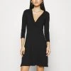Anna Field Quarter Sleeves Wrap Mini Dress - Vestido Ligero - Black, Mujer -Anna Field Moda 2594bb4fce444cabb7609b3b144b913f