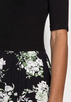 Anna Field BOAT NECK PRINT DRESS WITH SOLID SKIRT - Vestido Ligero - Black, Mujer -Anna Field Moda 2a8135360dfa4b8aa11703050b4b09ea