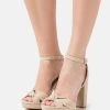 Anna Field LEATHER - Sandalias De Tacón - Beige, Mujer