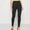 Anna Field Punto Leggings With Button Detail - Leggings - Black, Mujer
