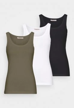 Anna Field BASIC TANK 3er Pack - Top - Black/white /khaki, Mujer -Anna Field Moda 4289b0b1f8034059a3de71ba922c276a