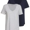 Anna Field Camiseta Básica - Mottled Light Grey/blue, Mujer