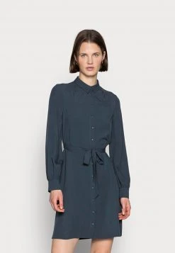 Anna Field WOVEN BLOUSE DRESS PLEATS BELT - Vestido Informal - Dark Blue, Mujer