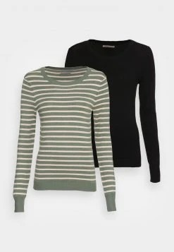 Anna Field 2 PACK JUMPER - Jersey De Punto - Black, Green/beige, Mujer -Anna Field Moda 5ce1fc0dfd6c4a9ba6c0166061bd2645