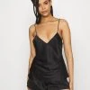 Anna Field SIMPLE SATIN SHORT SET - Pijama - Black, Mujer