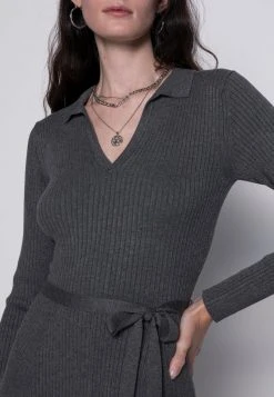 Anna Field POLO MIDI DRESS - Vestido De Punto - Mottled Dark Grey, Mujer -Anna Field Moda 75cb1ce2db1b49728c9c9538ba0d75ab