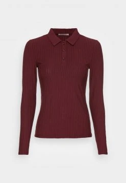 Anna Field RIBBED POLO LONGSLEEVE - Camiseta De Manga Larga - Dark Red, Mujer -Anna Field Moda 7b605d423b444246bec8aaa513ccd0cd