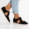 Anna Field LEATHER ANKLE STRAP BALLET PUMPS - Bailarinas Con Hebilla - Black, Mujer