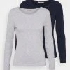 Anna Field 2 PACK - Camiseta De Manga Larga - Dark Blue/mottled Light Grey, Mujer -Anna Field Moda 8424e9f3c7da440d98b8ee587b4d1273