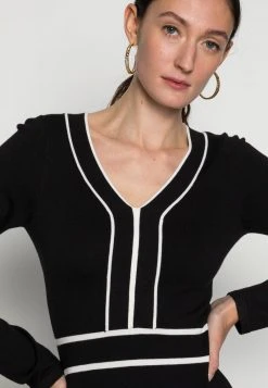 Anna Field V NECKLINE CONTRAST COLOR DRESS - Vestido De Punto - Black/white, Mujer -Anna Field Moda 8628cddb9fe043d88f0018a74f8cef83
