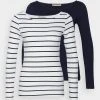 Anna Field 2 PACK - Camiseta De Manga Larga - White/navy, Mujer -Anna Field Moda 96ff49af2d0d4d85831b53a4a91e3c7f
