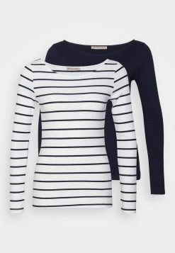 Anna Field 2 PACK - Camiseta De Manga Larga - White/navy, Mujer