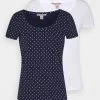 Anna Field 2ER PACK - Camiseta Estampada - Navy/white, Mujer