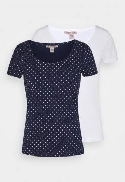 Anna Field 2ER PACK - Camiseta Estampada - Navy/white, Mujer