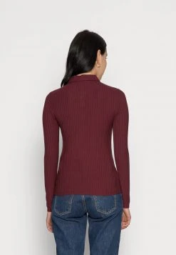 Anna Field RIBBED POLO LONGSLEEVE - Camiseta De Manga Larga - Dark Red, Mujer -Anna Field Moda 9ee6b0466f62421d992c9fd0e4d2bb12