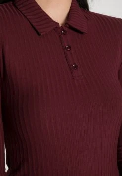 Anna Field RIBBED POLO LONGSLEEVE - Camiseta De Manga Larga - Dark Red, Mujer -Anna Field Moda b59db13e636b4b63a1a7c0bc4a03ee9f