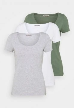 Anna Field 3 PACK - Camiseta Básica - White/mottled Light Grey/light Green, Mujer -Anna Field Moda b8cbca3d6ca846908581ba95a1a19db1