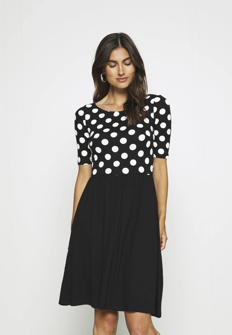 Anna Field BOAT NECK PRINT DRESS WITH SOLID SKIRT - Vestido Ligero - Black/white, Mujer 3 Anna Field BOAT NECK PRINT DRESS WITH SOLID SKIRT - Vestido Ligero - Black/white, Mujer