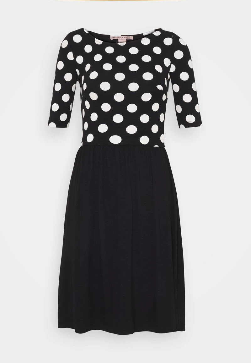 Anna Field BOAT NECK PRINT DRESS WITH SOLID SKIRT - Vestido Ligero - Black/white, Mujer 7 Anna Field BOAT NECK PRINT DRESS WITH SOLID SKIRT - Vestido Ligero - Black/white, Mujer - Imagen 5
