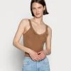Anna Field SCALLOP LACE - Top - Brown, Mujer