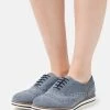 Anna Field LEATHER - Zapatos Con Cordones - Blue, Mujer