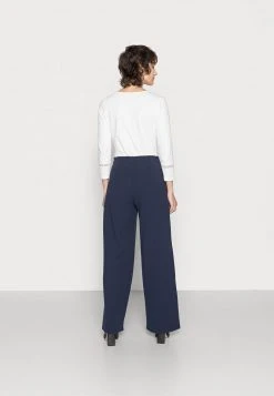 Anna Field BUTTON WAIST WIDE LEG PANTS - Pantalones - Dark Blue, Mujer -Anna Field Moda e9e0912e472d4d1f9ed0473cd9daed31