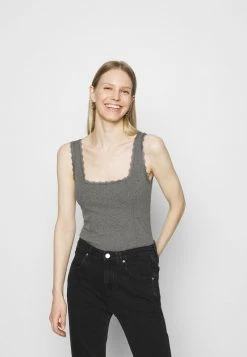 Anna Field Top - Mottled Dark Grey, Mujer