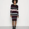 Anna Field REGULAR FIT STRIPES DRESS - Vestido De Punto - Black/red/pink, Mujer