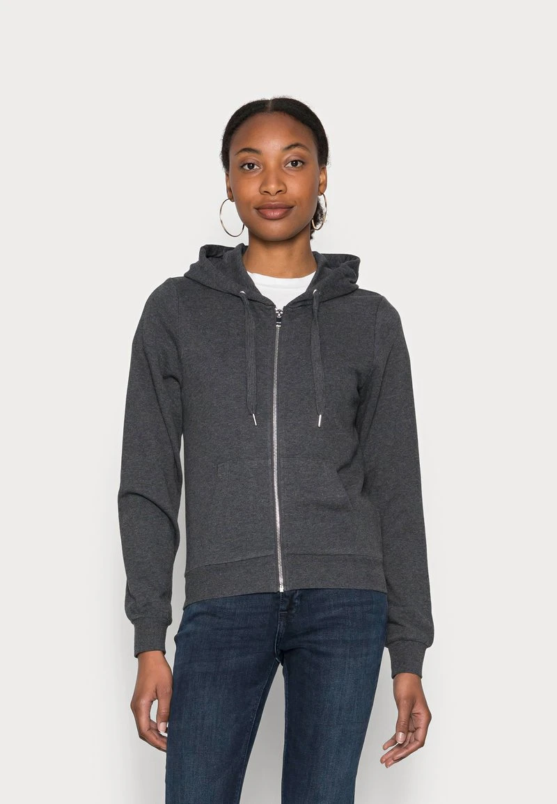 Anna Field SLIM FIT SWEAT JACKET - Sudadera Con Cremallera - Mottled Dark Grey, Mujer 3 Anna Field SLIM FIT SWEAT JACKET - Sudadera Con Cremallera - Mottled Dark Grey, Mujer